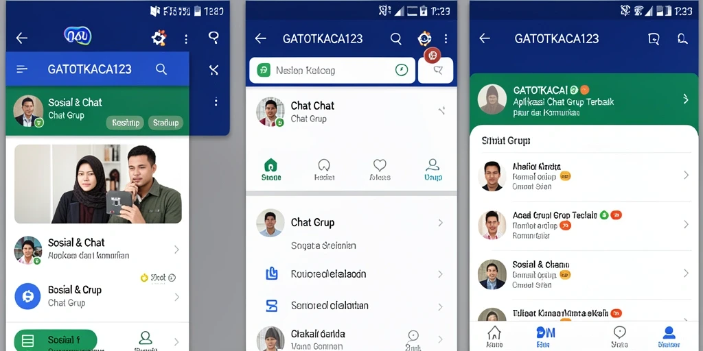 Antarmuka GATOTKACA123 yang sederhana dan menarik untuk Chat Grup.