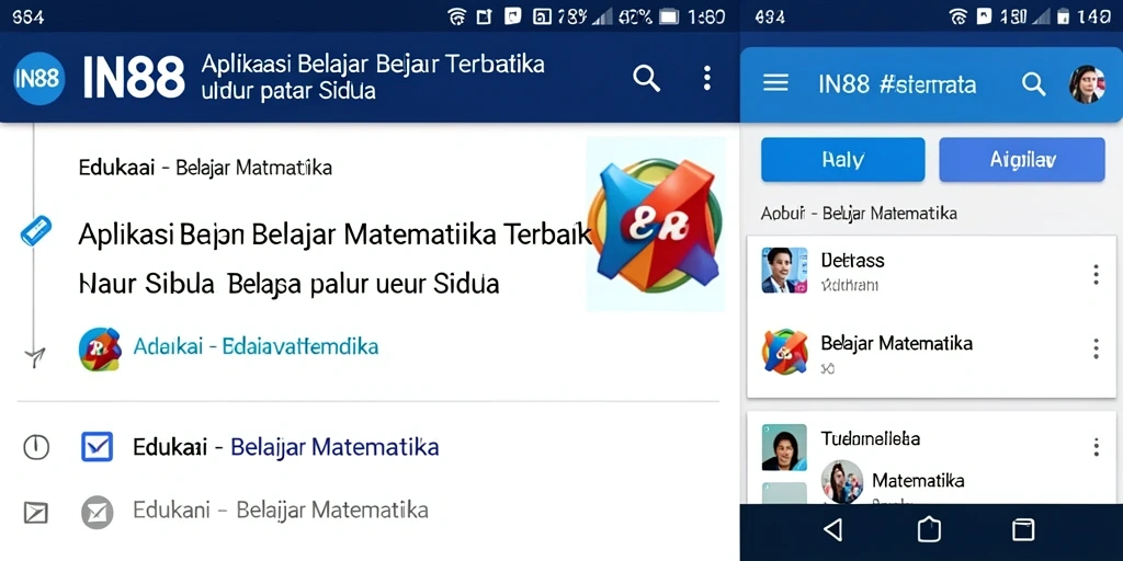 Tampilan antarmuka aplikasi IN88 untuk belajar Matematika.