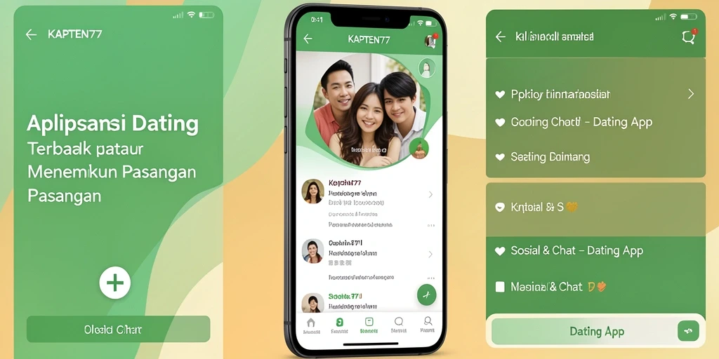 Tampilan antarmuka KAPTEN77 yang modern dan intuitif untuk pengguna Dating App.