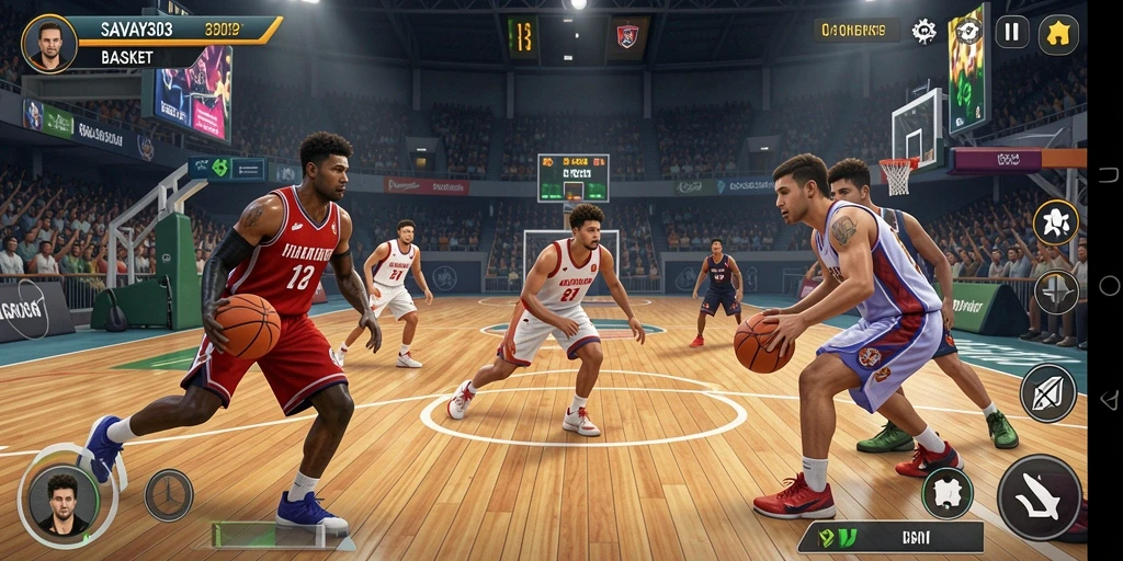Screenshot utama SAVAYA303 menampilkan pertandingan basket seru yang sedang berlangsung.