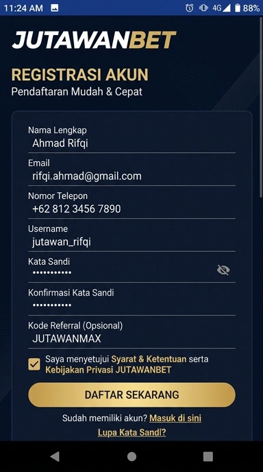 Daftar Akun Jutawanbet Mudah untuk Pengguna Android